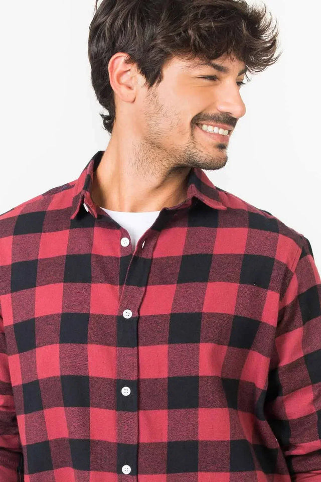 Camisa Xadrez Flanelada Vinho versattus autentic