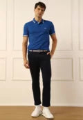 Camisa Polo BOSS Reta Frisos Azul 2023