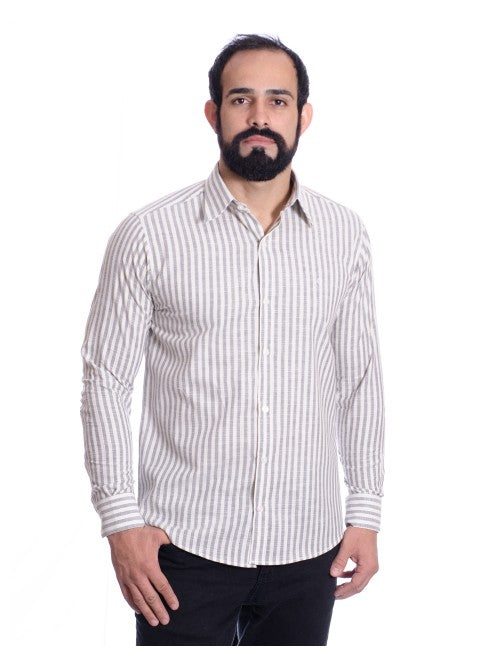 Camisa Masculina Algodão Manga Longa Cinza